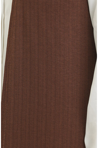 sefamerve 8726-05 Μοντέλο μακρύ καφέ απλό γιλέκο