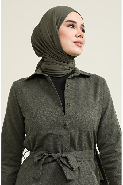 sefamerve Yün Viskon Kuşaklı Tunik 6544-03 Haki