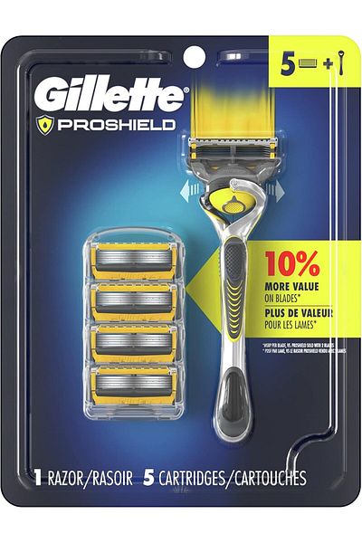 Gillette ProShield Mens Razor, 1 Handle + 5 Blade Refills