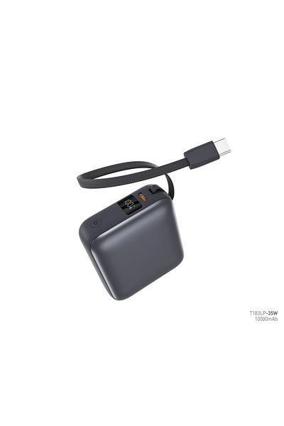 iOsuite بنك طاقة صغير الحجم 10,000 مللي أمبير/ساعة، شحن سريع PD 35 وات مع كابل Type C ومنفذ USB C واحد، رمادي