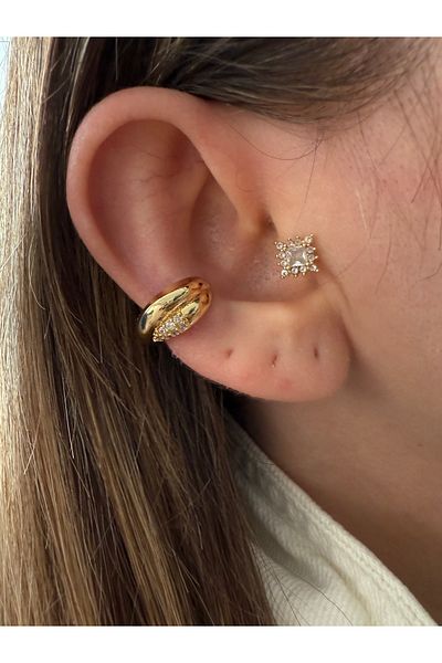 Pinery Jewels Zircon Stone Cross Interlocking Cartilage Earrings