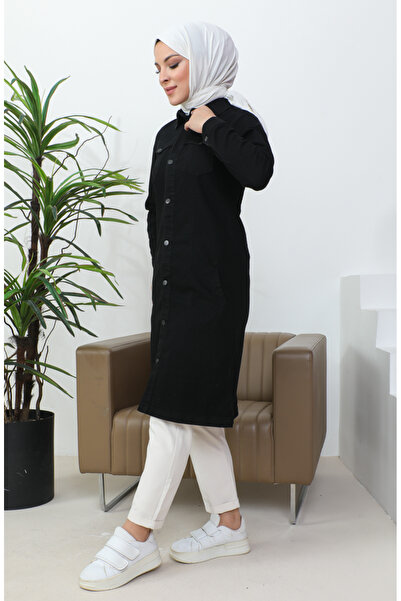 sefamerve Uzun Kot Ceket 36001-03 Siyah