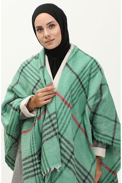 sefamerve Poncho cu model linie verde 2054-05