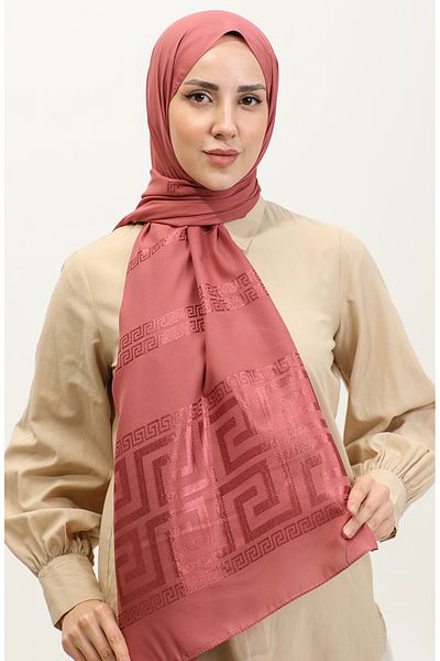 sefamerve 2070-02 Μοντέλο Dusty Rose Jacquard σιφόν σάλι