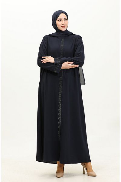 sefamerve Navy Blue Large Size Stone εμπριμέ Ferace 5066-02