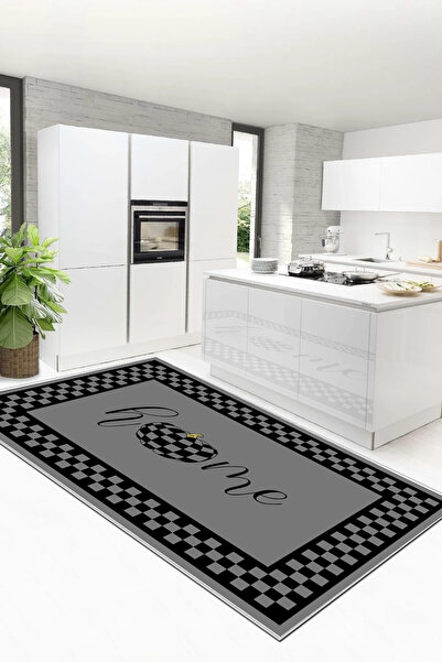 Hülya Home Kesme mutfak halısı Desenli Dijital Baskı Yıkanabilir Kaymaz Taban...