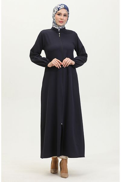 sefamerve Navy Blue Flat Ferace - Μύτη βραχίονα με λάστιχο και φερμουάρ 1013-03