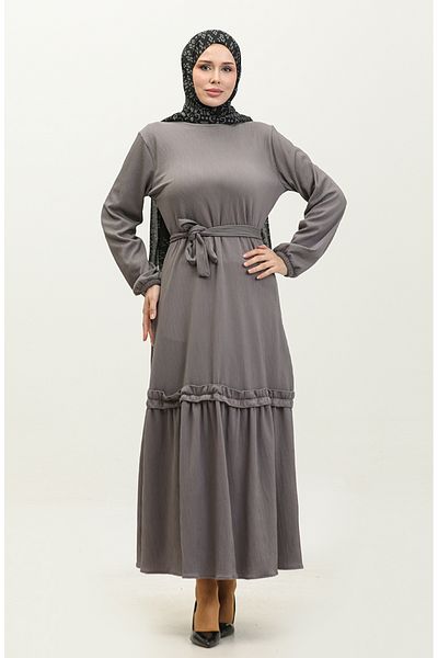 sefamerve Graues Dokument-Kordelzugkleid – NZR003A-11