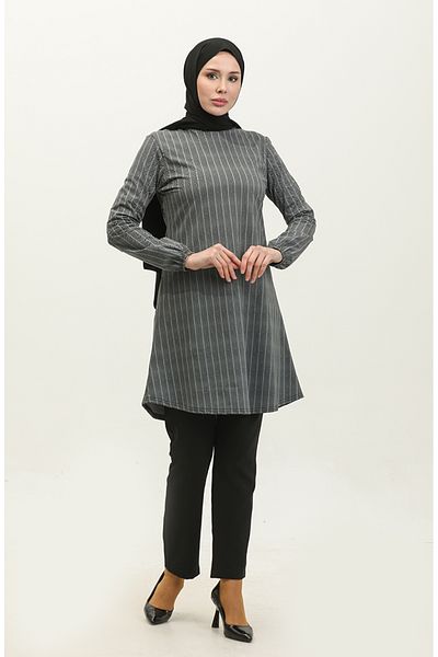 sefamerve Anthracite Seasonal Tunic with Elastic Sleeves 8688-01