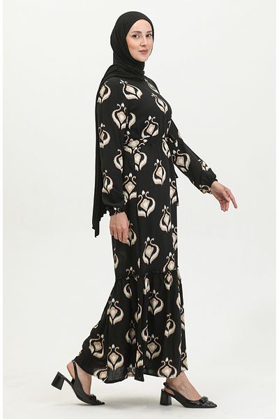 sefamerve Rochie neagră cu centură de viscoză - Alisa Farba 4599A-02 nurcă