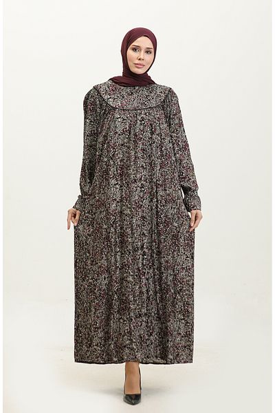 sefamerve Φόρεμα Viscose Print Plus Size - 4473L-02 Μαύρο δαμάσκηνο