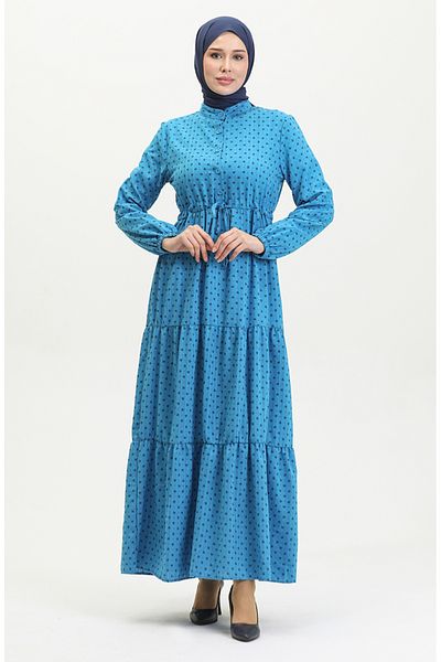 sefamerve Φόρεμα με μισά κουμπιά Indigo Print - 0387-06