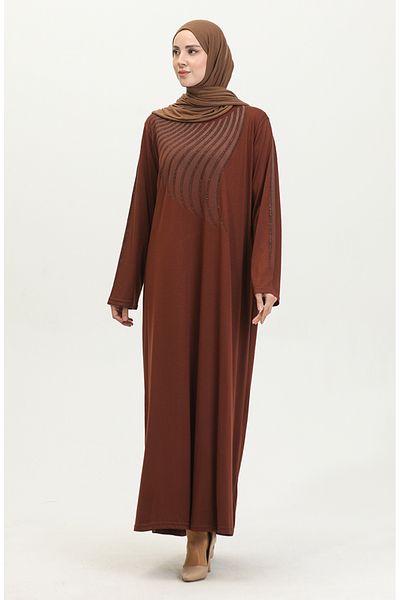 sefamerve Φόρεμα με στάμπα Alvina Plus Size - Tan 4960-03