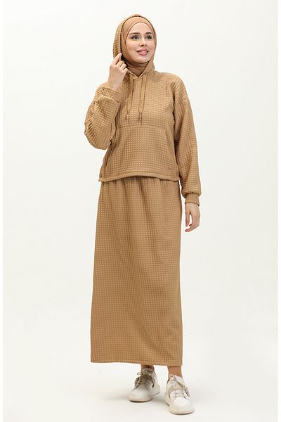 sefamerve Mustard Sweat Skirt and Top Set - 24K9086-03