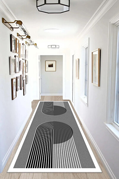 Hülya Home Runner Geometric Scandinavian Tumbled Digital Print Washable Non-Slip Base 8174RunnerHULYA
