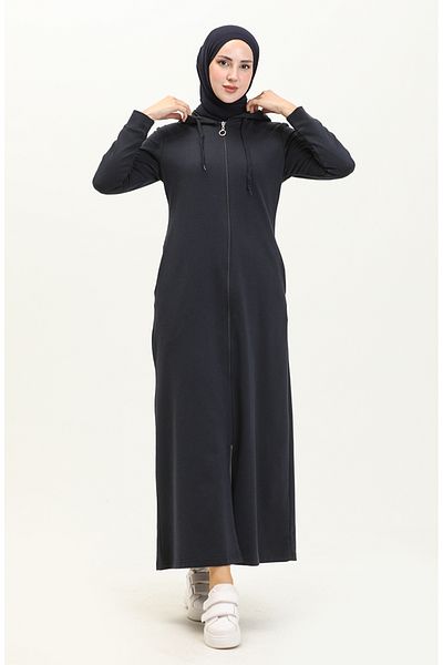 sefamerve Navy Blue Sport Ferace - Με κουκούλα και τσέπες, Μοντέλο 3011-01