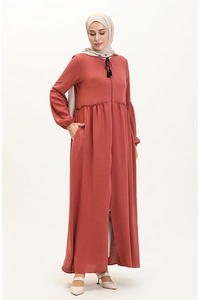 sefamerve 5027-07 Μοντέλο Dusty Rose Zippered Seasonal Ferace