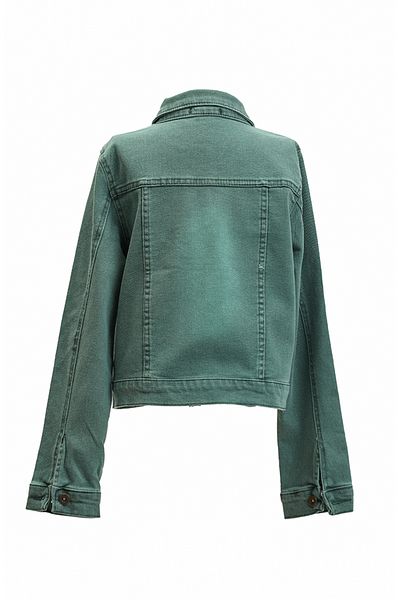 sefamerve Jachetă de blugi scurtă verde - Bolero cu nasturi 4001-01