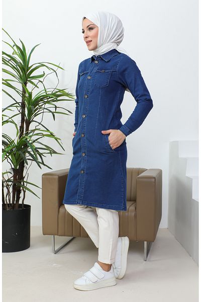 sefamerve Jachetă de blugi lungă bleumarin - 36001-02