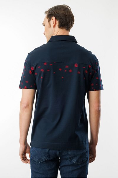 Desen Triko Ανδρικό μπλουζάκι Mercerized με γιακά πόλο Navy Blue_8