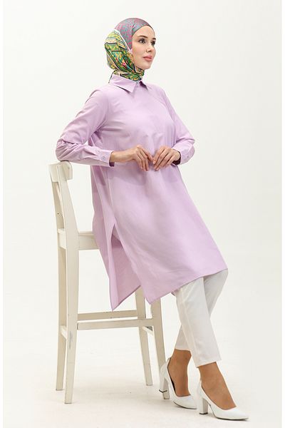 sefamerve Lilac Tunic 6478-18 - Με κρυφά κουμπιά και σκισίματα