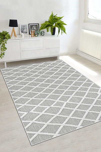 df home Salon Halısı Geometrik İskandinav Eskitmeli Dijital Baskı Yıkanabilir...