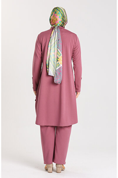 sefamerve Dried Rose Large Size Tunic and Trousers Set - 2655A-03