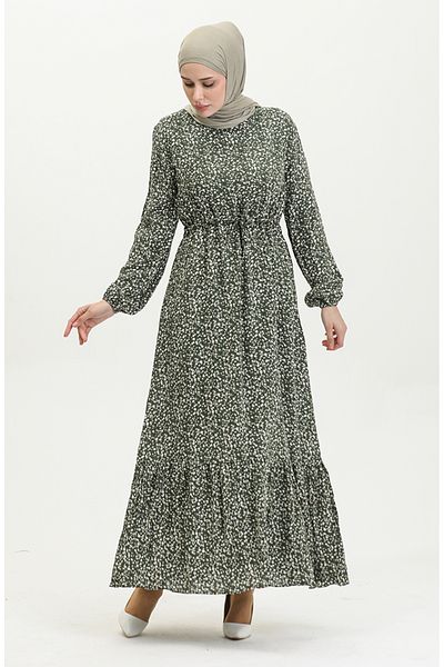 sefamerve Φόρεμα Χακί Viscose - Floral Print, Μοντέλο 81859-01