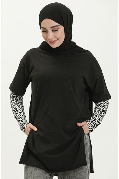 sefamerve Μαύρο Basic T-Shirt - Μοντέλο 4012-01