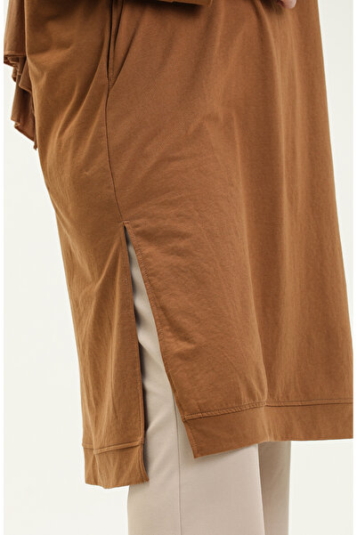 sefamerve Kapüşonlu Spor Tunik 3007-28 Taba