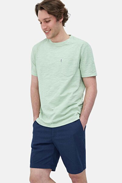 UCLA Ανδρικό μπλουζάκι CALEB Smoke Green Crew Neck Standard Fit με τσέπες