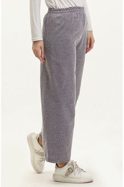 sefamerve Pantaloni liliac cu talie elastică cu picioare largi 6108-04
