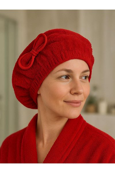 Ender Home Bow Elastic Hair Drying Cap 100% Cotton Towel