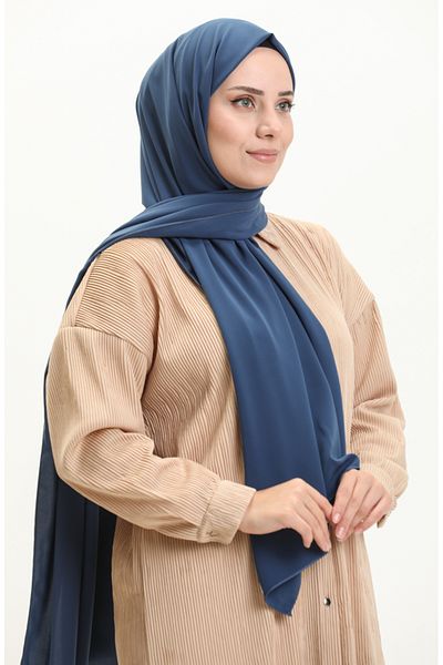 sefamerve Aymina Indigo Μεταξωτό Βαμβακερό Σάλι - 8612-09