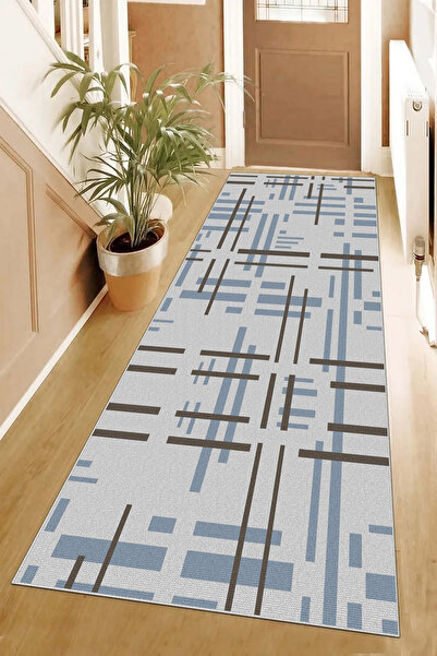 Hülya Home Χαλάκι δαπέδου Γεωμετρικό σκανδιναβικό αντίκα ψηφιακή εκτύπωση Αντιολισθητική βάση που πλένεται 9015YollukHULYA