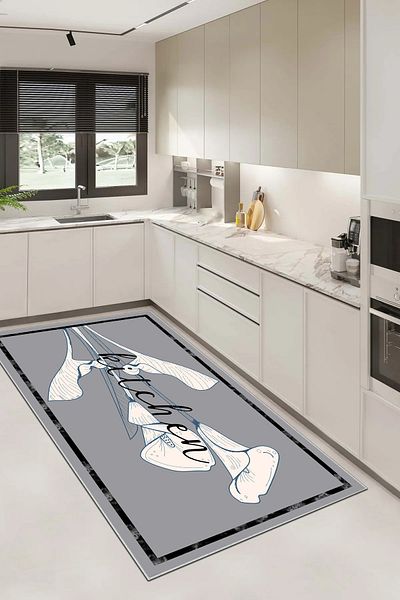 df home Patterned Digital Printed - Washable Non-Slip Based Thin Living Room Children's Rug 8011