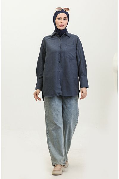 sefamerve Μπλε Navy Pocket Tunic - Μοντέλο 4805-07