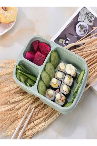 COOYA صندوق غداء، صندوق غداء بينتو بثلاث شبكات مع غطاء