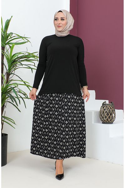 sefamerve Fusta Neagra Viscoza Marime Plus - 4360J-01 Bucata