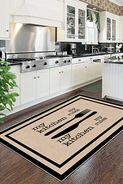 df home Kesme mutfak halısı Desenli Dijital Baskı Yıkanabilir Kaymaz Taban  İ...
