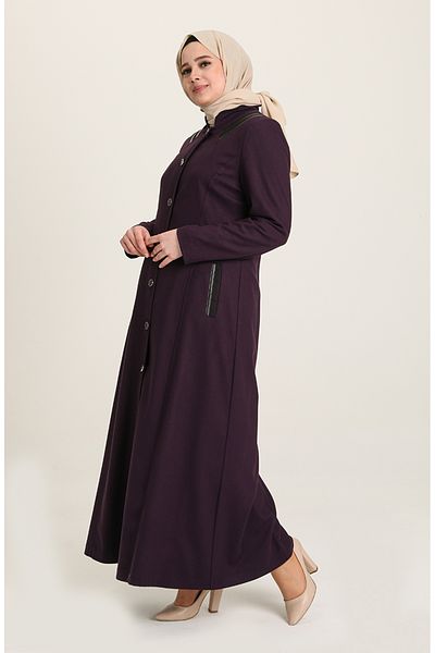sefamerve Pardesiu violet - sezonier, detaliat nasturi, model 0400-01