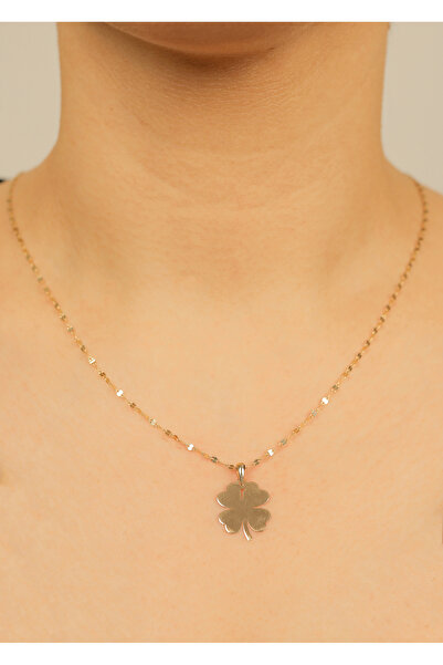 kuyumcu nurettin 2,20 gr (GRAM) Yonca Uçlu Aynalı Kolye Zincir 50 Cm 14 Ayar ...