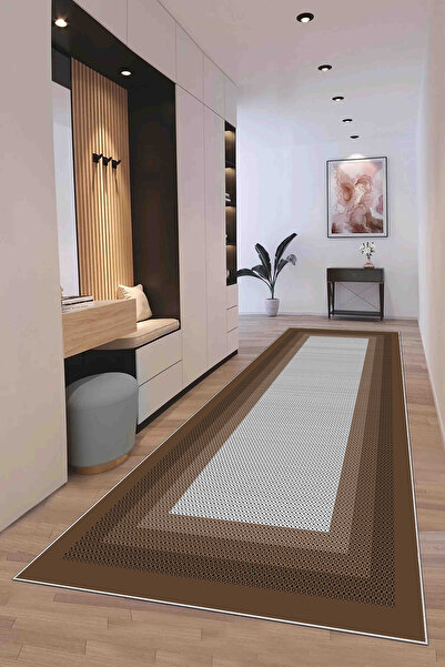 Hülya Home Runner Geometric Scandinavian Antique Digital Printing Washable Non-Slip Base 9010Runnerhulya