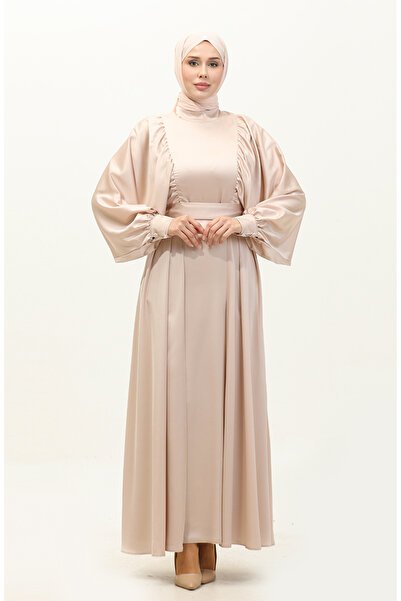 sefamerve Βραδινό φόρεμα Light Powder Balloon Sleeve Satin - 6176-15