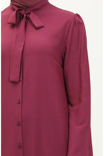 sefamerve Φόρεμα με γιακά με δαμάσκηνο - 5111-03