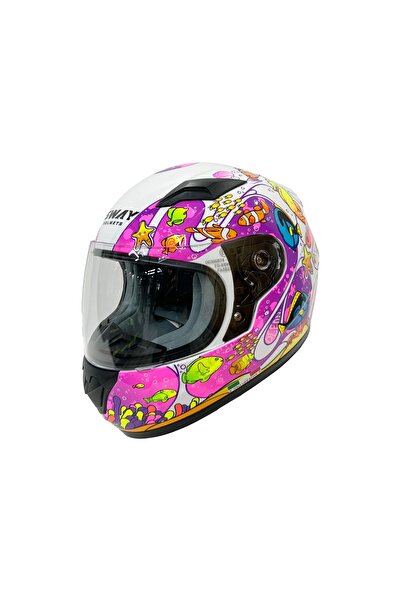 Sway KASK ÇOCUK SW 815K OCEAN White Pink Full Face