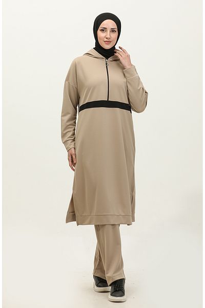sefamerve Διπλό κοστούμι με φερμουάρ Mink Hooded - 3020-02