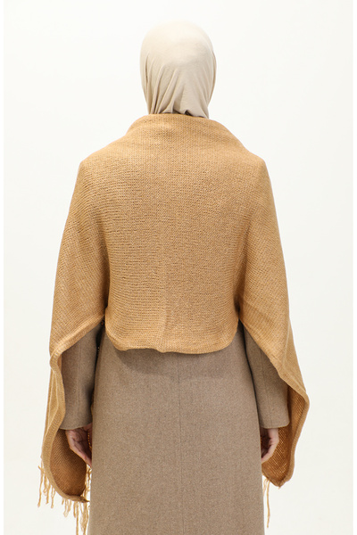 sefamerve 2064-09 Model Knitwear Knitted Shoulder Shawl - Gold