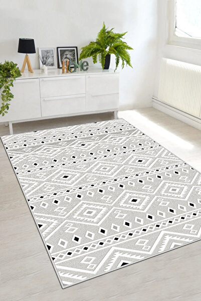 df home Salon Halısı Geometrik İskandinav Eskitmeli Dijital Baskı Yıkanabilir...