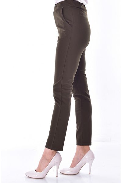 sefamerve Pantaloni cu talie elastică de culoare kaki - Model 1030-04